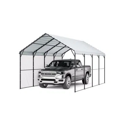 Vevor 12' X 20' Metal Carport Heavy Duty Outdoor Car Shelter Garage For Boats In Gray