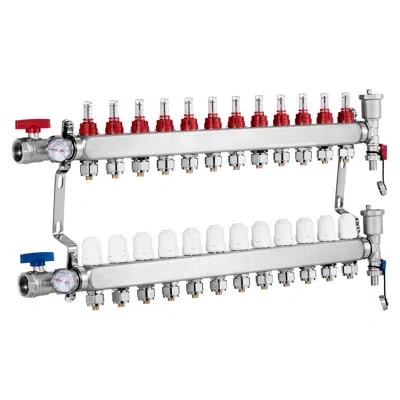 Vevor 12-branch Radiant Heat Manifold, 1/2" Pex Tubing Manifold, Stainless Steel Pex Manifold For Hydronic