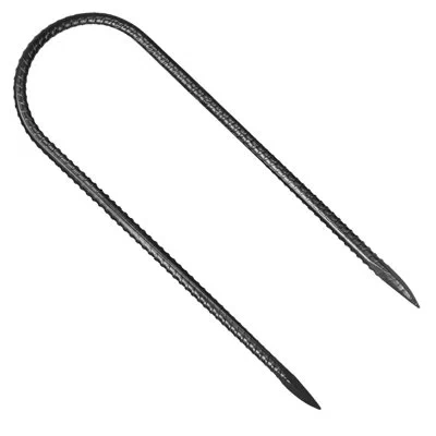 Vevor 12-inch Rebar Stakes Heavy Duty U Shape Galvanized Steel Ground Anchors In Black