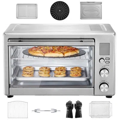 Vevor 13-in-1 Air Fryer Toaster Oven, 28l/29.6qt Convection Oven, 1800w 2-tier Toaster Ovens Countertop Co In Silver