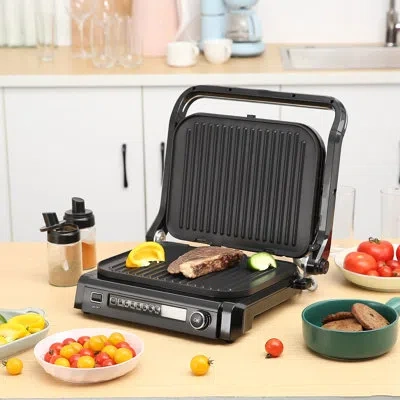 Vevor 14.4" W X 12.2" D Foldable Portable Indoor/outdoor Use Single Burner Countertop Electric Grill In Black