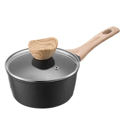 Vevor 1.5 Qt Saucepan Nonstick Saucepan With Glass Lid & Detachable Handle In Black,natural