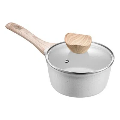 Vevor 1.5 Qt Saucepan, Nonstick Saucepan With Tempered Glass Lid, Multipurpose Cooking Sauce Pot With Deta In White