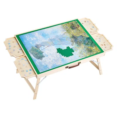 Vevor 1500 Piece Puzzle Table With Folding Legs, 4 Drawers And Cover, 34x25 In Portable Wooden Board, Felt In Multi
