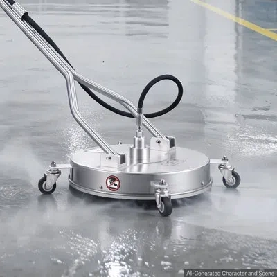 Vevor 16.5" Pressure Washer Surface Cleaner, Raised Handle, Stainless Steel, Power Washer Attachment With  In Silver