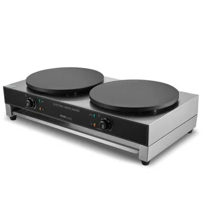 Vevor 16-inch Electric Crepe Maker Commercial Crepe Machine 3400w Double Head In Silver