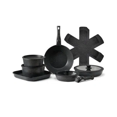 Vevor 17 Piece Pots And Pans Set Granite Nonstick Kitchen Cookware Induction In Black