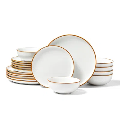 VEVOR 18 PCS DINNERWARE SET CERAMIC PLATES AND BOWLS SETS SERVICE FOR 6 WHITE - WHITE