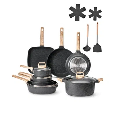 Vevor 19 Piece Pots And Pans Set Granite Nonstick Kitchen Cookware Induction In Black
