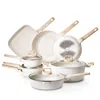 Vevor 19 Piece Pots And Pans Set Granite Nonstick Kitchen Cookware Induction White - White In Neutral
