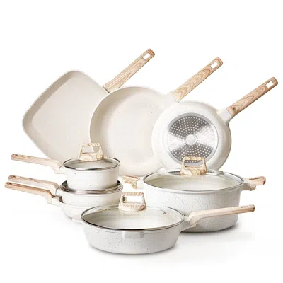Vevor 19 Piece Pots And Pans Set Granite Nonstick Kitchen Cookware Induction White - White In Neutral