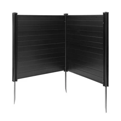 Vevor 2 Panels Outdoor Privacy Screen, 48 X 48 In Air Conditioner Fence With 27.6 In Ground Stakes, Pool E In Black