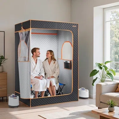 Vevor 2 Person Portable Steam Sauna Tent Full With Steamer Remote Oil Box In Matte Black