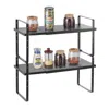 Vevor 2 Tier Cabinet Organizer Shelf Counter Shelves Steel Kitchen Storage Spice Rack - Black In Black