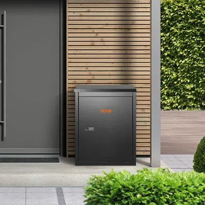 Vevor 20" H Package Delivery Boxes, Galvanized Steel Wall Mount Mailbox With Coded Lock In Black