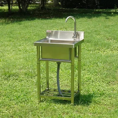 Vevor 21.7'' L X 19.7'' W Silver Free Standing Laundry Sink With Faucet