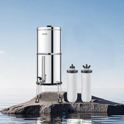 Vevor 2.25g Gravity-fed Water Filter Countertop System Stainless Steel 2 Filters
