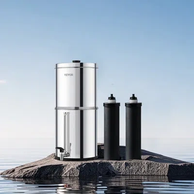 Vevor 2.25g Gravity-fed Water Filter Countertop System Stainless Steel 2 Filters