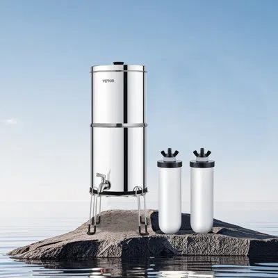 Vevor 2.25g Gravity-fed Water Filter Countertop System Stainless Steel 2 Filters