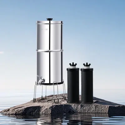 Vevor 2.25g Gravity-fed Water Filter Countertop System Stainless Steel 2 Filters