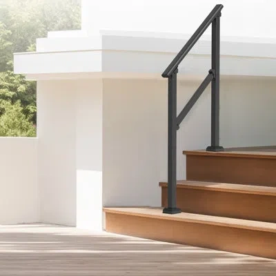 Vevor 2-3 Handrails For Outdoor For Seniors Porch Deck Black Square Tube Steel