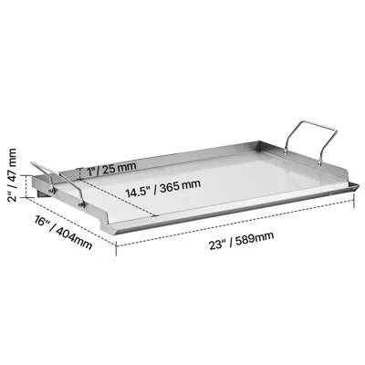 Vevor 23 In Flat Top Griddle Stainless Steel Universal Bbq Grill Pan Cookware In Silver