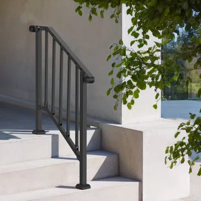 Vevor 2-3 Step Handrails For Outdoor For Seniors Porch Deck Black Retro Arch