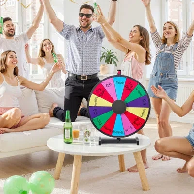 Vevor 24 In Spinning Prize Wheel, 14 Slots Spinning Wheel With Stand, Tabletop Win Fortune Roulette With A
