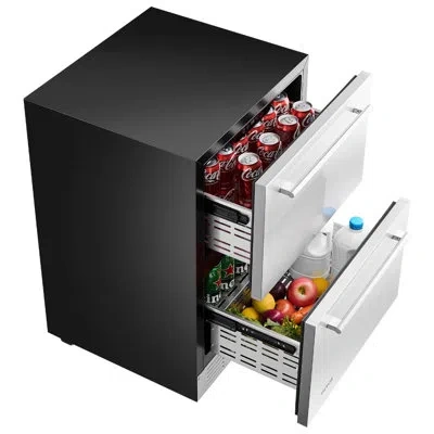 Vevor 24 Inches Drawer Refrigerator Stainless Steel Dual Drawer Fridge For Home In Stainless Steel;black