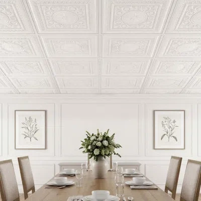 Vevor 24 X 24 In Pvc Ceiling Tiles, White 3d Geometric Panels, Smooth Pvc Sheet For Drop Grid, Impact-resi In Multi