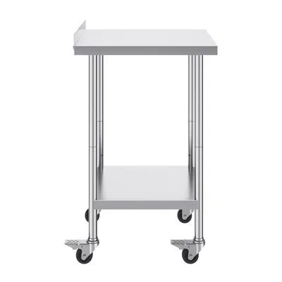 Vevor 24 X 24 X 40 Inch Stainless Steel Work Table, Commercial Food Prep Worktable With Casters, Heavy-dut In Silver