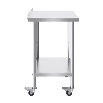 Vevor 24 X 30 X 40 Inch Stainless Steel Work Table, Commercial Food Prep Worktable With Casters, Heavy-dut In Silver