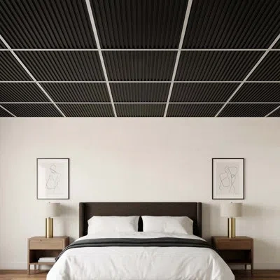 Vevor 24 X 48 In Pvc Ceiling Tiles, 3d Black Linear Slat Panels, Smooth Pvc Sheet For Drop Grid, Impact-re In Multi