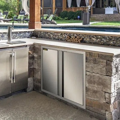 Vevor 24"x 24" Bbq Access Double Door Outdoor Kitchen Island Stainless Steel Walled In Silver