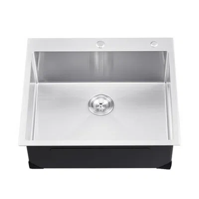 Vevor 25" Kitchen Sink Top Mount Single Bowl Drop-in Basin Stainless Steel In Silver