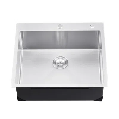 Vevor 25'' L Flush Mount Single Bowl Stainless Steel Kitchen Sink In Silver