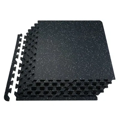 Vevor 25 Pcs 0.56" Thick Gym Floor Mats, 24" X 24" Eva Foam & Rubber Top Interlocking Workout Floor Mats In Black