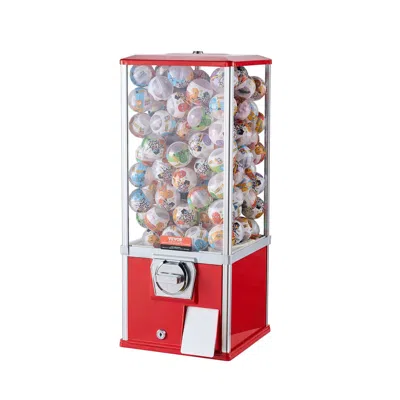 Vevor 25"h Gumball Machine Vending Coin Bank Vintage Gumballs Dispenser Ps Red - Red
