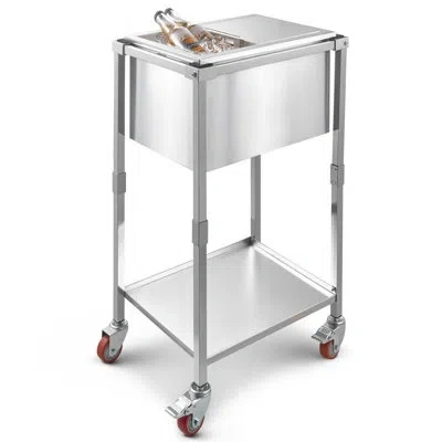 Vevor 29.6 Qt Rolling Ice Chest Cooler Cart Outdoor Stand Up Ice Bin On Wheels In Silver
