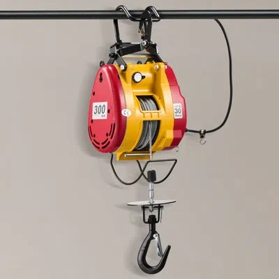Vevor 2-in-1 Electric Hoist Winch, 660 Lbs Capacity, 1500w Portable Power Winch Crane, 98.4 Ft Lifting Hei In Black;red;yellow