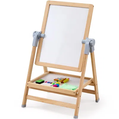 Vevor 2-in-1 Kids Art Easel Double-sided Wooden Magnetic Whiteboard Chalkboard In Multi