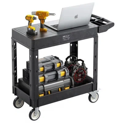 Vevor 2-shelf Utility Cart 550 Lbs 31.3 X 17.7-inch Service Cart With Wheels In Black