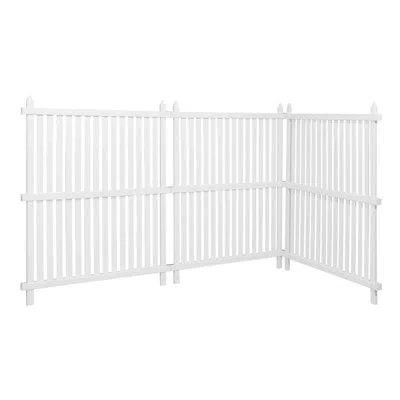 Vevor 3 Panels Outdoor Privacy Screen, 36 X 45 In Air Conditioner Fence With 19.7 In Ground Stakes, Pool E In White