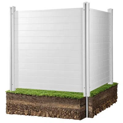 Vevor 3 Panels Outdoor Privacy Screen, 50 X 50 In Air Conditioner Fence With 27.6 In Ground Stakes, Pool E In White