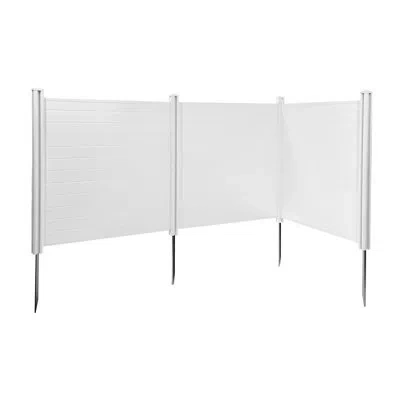 Vevor 3 Panels Outdoor Privacy Screen, 50 X 50 In Air Conditioner Fence With 27.6 In Ground Stakes, Pool E In White