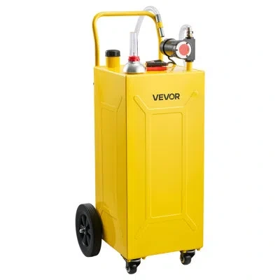 Vevor 30 Gallon Diesel Caddy, Carbon Steel, Portable Diesel Transfer Storage Tank With Electric Pump, 4 Ro In Yellow