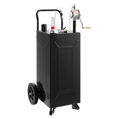 Vevor 30 Gallon Fuel Gas Caddy, Carbon Steel, Portable Fuel Transfer Storage Tank With Manual Pump & 2 Whe In Black