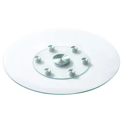 Vevor 30 In Glass Lazy Susan Turntable, Tempered Glass Dining Table Centerpiece With 6 Rotating Wheels, 36 In Transparent