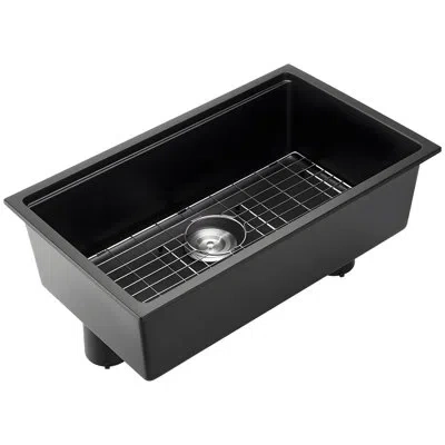Vevor 30 Inch Granite Kitchen Sink Undermount Single Bowl Drop-in Basin For Rv Bar In Black
