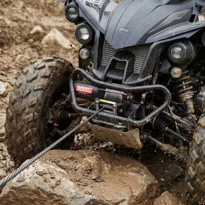 Vevor 3000 Lbs Electric Winch, 12v Dc Atv/utv Winch With Φ3/16 In X 39.4 Ft Steel Wire Rope & Wired Remote In Black